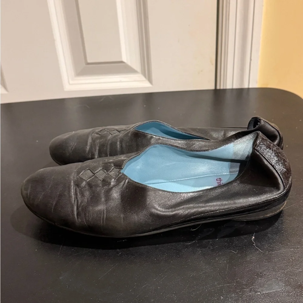 Thierry Rabotin black leather Flats made in Italy size 9